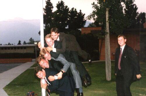 From top to bottom,  Elders Hargis, Mortensen, Foat, Drowns and Martin at the 1987 4th of July Party
Lee H Martin
13 Nov 2001