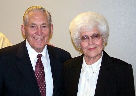 President & Doris Nessen at the mission reunion in March, 2006. Pres looks the same!

Pres met Doris (Skinner) while working at the Salt Lake Temple a few years after Sis. Bobbie Nessen died. He and Doris were married in August, 2001, and live in Centerville, UT.
Mike  Montrose
01 Apr 2006