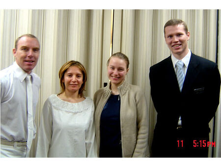 we where really happy when Gulsen decided to get baptised shes a great girl! (we have malcolm ~ our ward mission leader, Gulsen herself, her friend Rachael and Elder Brinton) :D
Rebecca, Ellen Winter
14 Jan 2004