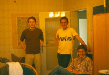Elders McLerran, Whiting and Beutler enjoying P-day  (Damals it was D-day for Diversion day, later changed to Preparation day) at the Wilhelmstrasse 46 Wohnung in Heilbronn - April 1974.  Photo by Elder Luker.
Lynn M.  Luker
09 May 2006