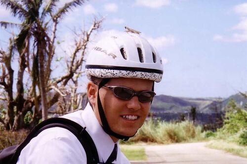 Check out the passenger on the helmet.  [Broderick Chandler Howard]
Talafofo area  December 2002
Andy Foss
29 Jul 2003
