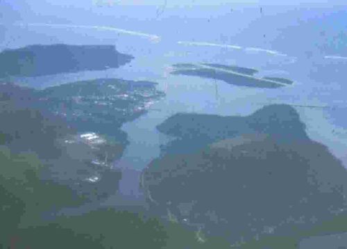 This is a 1977 look at Pohnpei from the air with Kolonia in the foreground.
Chris  Harrison
30 Jul 2003