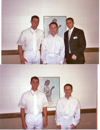 Pic of Elder Dexter, Adam Kridler and Elder Reber at Adam's Baptism
Greg  Dexter
12 Apr 2006