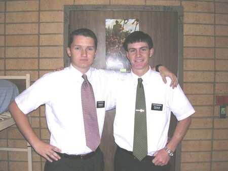 Elder Anthony Mitchell, Zone Leader (left) and Elder Tyler Broderick, Assistant ZL at the MTC in April 2004.
Mindy Mitchell
06 Apr 2004