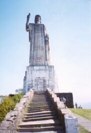 Any missionary who goes through Tucuman gets a picture of this statue on top of cerro San Javier. It's covered with graffiti and looks a little like it's falling apart. He's making a peace sign with one hand and holding his other hand out. The locals joke that he's begging for two pesos. Still, the only worthwhile thing to go see there on P-Day.
David  Sallay
24 May 2004