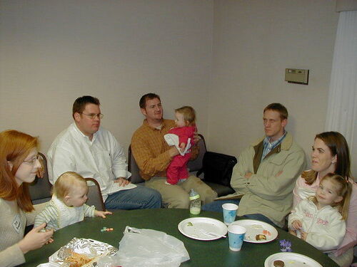 A whole gaggle of people, including my wife, Jill (redhead on left), my daughter, Camille, Rich Fullmer, Derek Eubanks, Blake Westbroek, Derek's wife.
Thad Joseph Barkdull
03 Apr 2005