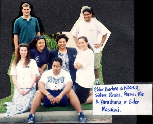 With Elders Barbee & Nooroa (standing in back) Sisters Brocas, Gasu, Me & Karaitiana (middle row) & Elder Masuisui (sitting in foreground)
Wanda  Afualo-Carey
19 Nov 2005