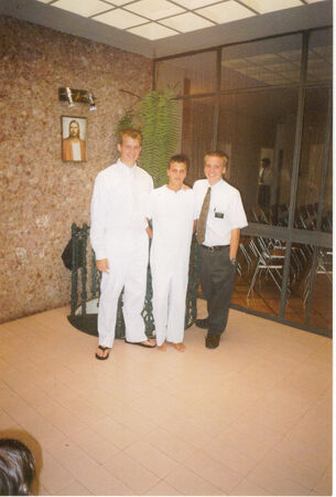 A scheduled baptism one Saturday in Barbacena,Belo Horizonte east mission.Elder Cunningham his companion and a lucky young man
Gregary Palmer
10 Apr 2002