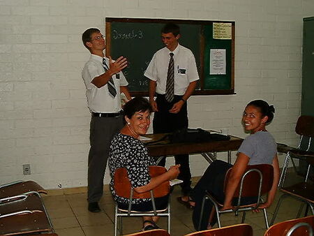 (Back)Elder Hancock, Elder Carlson,  (Front) Sister Keuchkerian, Sister Dias
Richard S. Bangerter
30 Oct 2002