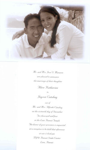 I'm getting married!!!
Jayson Lagadon Catubay
29 Oct 2004