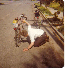 Elder Jesse R. Swensen from Anchorage, AK appears to be searching for a dime that he may have stopped his bike on, you know, the old saying that says, 