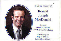 Elder Ronald MacDonald was an Assistant to Mission President Lysle R. Cahoon in 1980. He was a convert to the church from Canada. He died of cancer on 3 July 2003. He was such a great man and had a great spirit about him as well.
Terry L. Van Wormer
29 Apr 2008