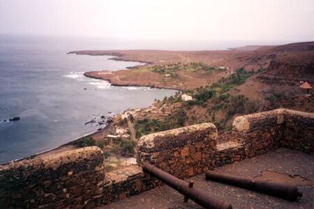 This is a view from the fort at Cidade Velha, Santiago.  This was the first Portuguese settlement in Cape Verde.
Darin  DeMille
20 Nov 2002