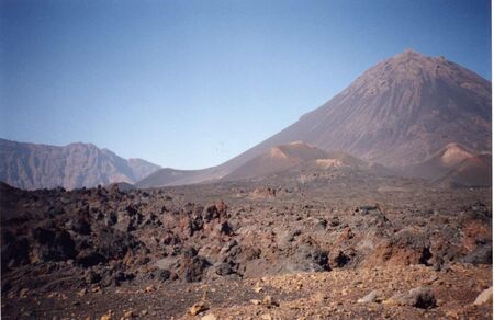 The island of Fogo is an active volcano, with the last eruption occuring in 1995.  This photo is taken from inside the ancient crater looking up at the 