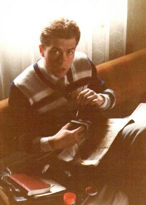 Sitting in our room at María Acuña's house on Avenida Rancagua in Doñihue, applying fabric paint to a pair of fútbol socks.  Sometime in August 1980—photo taken by Elder Knute Sorensen.
Kevin H. Kartchner
03 Jun 2004