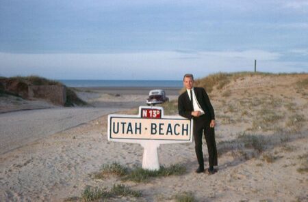 Utah Beach in Normandy.  Elder Chris Evenson
leaning against the sign.
Christopher W Evenson
09 Feb 2005