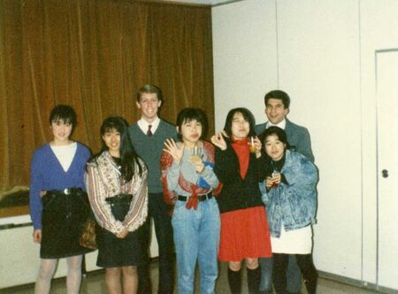 Eikaiwa at the Nara ward. Davis is smiling too much. Etsuko, the girl on the very right, got baptized. Next to her is Chika, and next to Chika is Haruka--Etsuko's friends. I think the other two are Kaoru (far left) and Akiko (Kaoru's right).
Stephen  Templin
30 May 2006