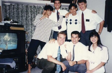 My companion, Hackney Choro (top left), and me with Waddups Choro (top right) and his companion (bottom left) at the house of their investigator(s).
Stephen  Templin
30 May 2006