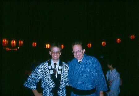 van der Leek Choro and President Ogden at a Kimono dance festival.
David  van der Leek
18 Aug 2003