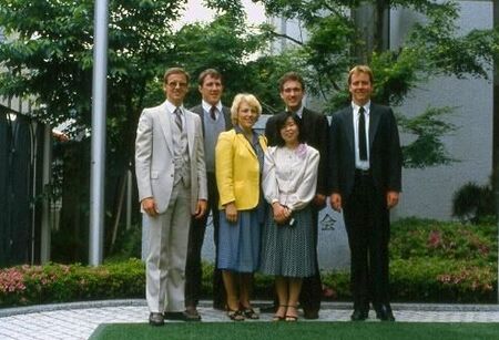 Elder van der Leek, Elder Warren, Elder Lish and Elder Hovey in the back row with Sister Ogden and another sister returning home in May 1984.
David  van der Leek
18 Aug 2003