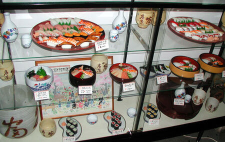 Every restaraunt seemed to have a delicious looking display of plastic/wax food.  What'll ya order?  ©2001 Dave Ahlman
LDS Mission Network
05 Mar 2004