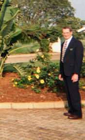 President Waldron is standing beside a planted area, Kololo Chapel, Kampala, Uganda.
Jeremy Michael Bowen
30 Nov 2001