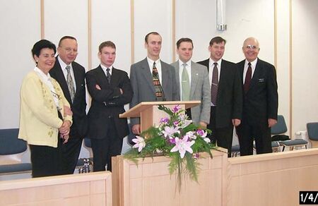 Dedication of the Building in Tallinn, Shown are Sister Wondra and Brother Wondra, Mart Baumer, Almar Pihelgas, Erki Koiv, Tarmo Lepp, President Lund
Joseph B. Oliverson
28 Feb 2001