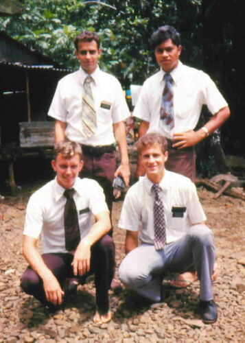 These Elders opened the work in Ponape. The photo was taken in Mand in February 1977. They are George Mortensen, Aldric Porter, Chris Harrison and Brian Tate.
Chris  Harrison
28 Jul 2003