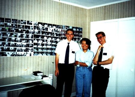 This is Elder King (Haan) and Oyunchimeg (old Enkh Taivan branch) by the posters of all the members in the mission office.
Carl Michael Sticht
19 Jan 2002