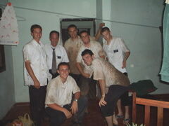 Elders Warner, Swett, Jones, Garrison, Taylor, and Farrer along with president Wallace in the Marromeu mansion after a muddy trip to and from a broken down truck
Landon  Taylor
18 Jul 2006