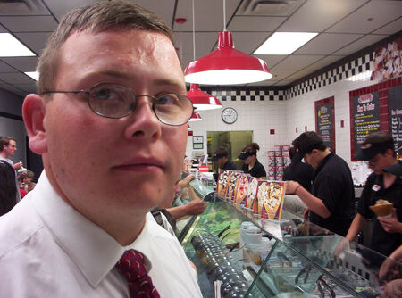 Elder Holmes deciding what to get after Elder Nyberg and Stapleton offered to treat the zone to Ice Cream!
Daniel La Voy Aitken
23 Oct 2004