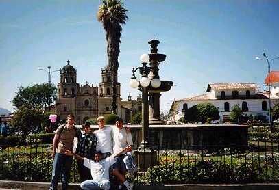 Jon Plowman, Pepe Alvarez, Jorge Joaquín, Brinton Frisby, and Jorge Torres in the plaza de armas of Cajamarca, August 5, 1999
Mike Goble
12 Jun 2001