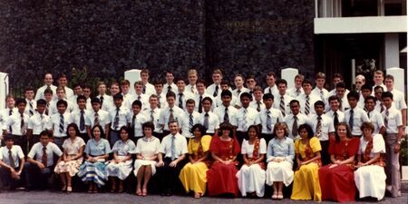 Davao Zone Conference September 1980 with Pres. and Sister Sperry.  Picture taken in front of the Buhangin Chapel.
Leland A Elmer
07 Feb 2005