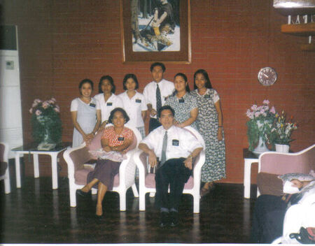 Mission Home (L-R): Sis. Pagaduan, Pres. Pagaduan, Sis. Natividad, Sis. Melanio, Sis. Tano, Elder San Esteban, Sis. Labrador, Sis. Narag
Rutchel Minerva Puckett
11 May 2005