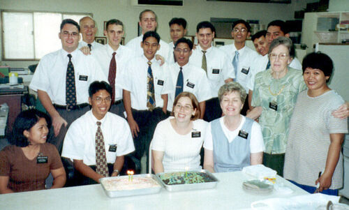 Sis. Hunt and I celebrate our birthday in the mission office.
BRENT  DEVERA
17 Mar 2004