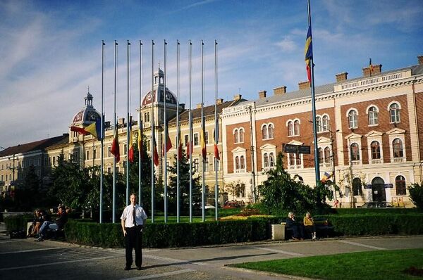 The flags in Cluj-Napoca flew at half mast the day after September 11th.
Jacob W Brunson
12 Sep 2004