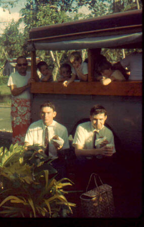 Remember Bro. Larry Carrillo at CCWS in 1967.  (He is standing and wearing the red lava-lava).  He has just served chocolate cake to 2 full-time missionaries
Tommie  Matthews
12 Feb 2003