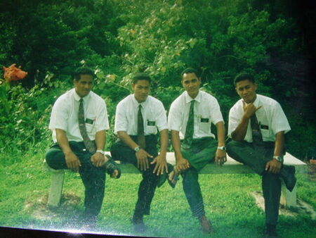 Elder Masame, Elder Leota, Elder Fitu and myself.  After a baptism at Sauniatu.
Fuifui  Taotua
19 Feb 2003