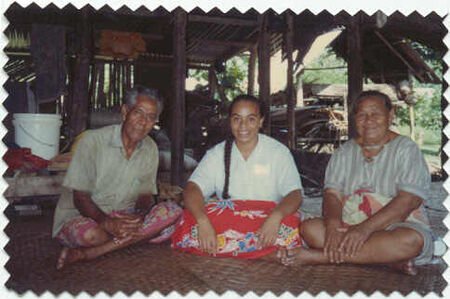 Brother & Sister Fa'alogo and I (Sister S. Fesola'i) at Paia, Savaii.  I shall NEVER forget the people of this village.
Sonia Siniua James
22 Feb 2001