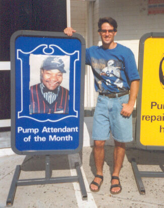 This is probably the most prized picture from my entire mission.  I love South African petrol stations.  There have been astronauts who haven't received this much honor and praise.
Bill  Peavoy
29 Aug 2001