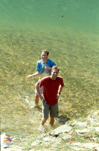 Elder Aaron Eckhart (front - before starring in movies with Julia Roberts and Gwyneth Paltrow) and Elder Hill (back) at a Besancon branch picnic around 03/1989
Christian P. Fordham
28 Feb 2003