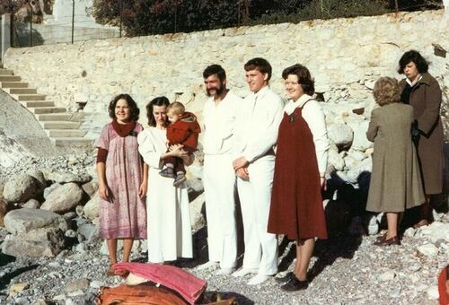 Nov. 20, 1982, Terre de Promise, au Mediterranee, Toulon.  L-R, Soeur Lotske, Soeur Lantehaume, Frederique, Frere Lantehaume, Elder Lloyd, Soeur Quinn
Lane B. Glasgow
25 Aug 2005