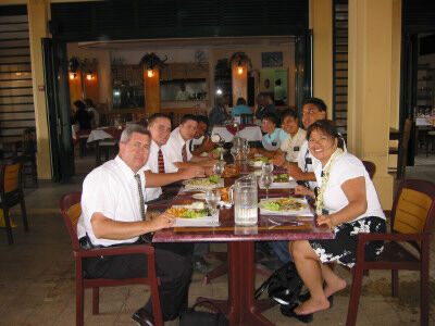 President and Sister Welsh with elders enjoying lunch.  The elder next to President Welsh is Elder Brady Davis, the district leader at that time.
Erica Welsh-Grover
06 Aug 2003