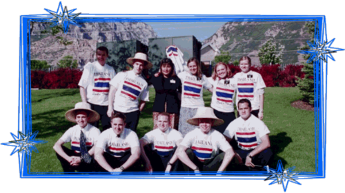 Photo taken at the MTC on June 08 2002 with their instructor Sister Thauong.  Camera shy behind Tee shirt is Elder Dockum.
Philip Tuinuku Smith
07 Jul 2002