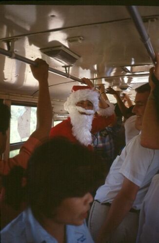 Santa (Elder Holbrook) and Elder Pauling on the bus heading to Khlong Doey.
Robert B Skankey
06 Jan 2016