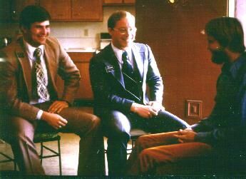 Elder Russell Williams and Elder Dave Wojnar teaching a discussion in Cedar City, UT in the summer of 1977.  Picture was taken for an upcoming New Era article published in October 1978.
David J. Wojnar
16 Dec 2001