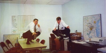 Elder Thorup and Elder Pabst calling out the masses of Visitor Center referrals.
Calling referrals is an active, competetive sport!
David  Pabst
26 Aug 2003