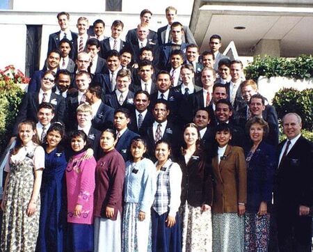 1997 - Pres.'s Cazier with the missionaries serving in Arbolillo, Cuatepec, Cuatitlan, Prados, and Valle de Fuego.
Tim Riker
24 Feb 2004